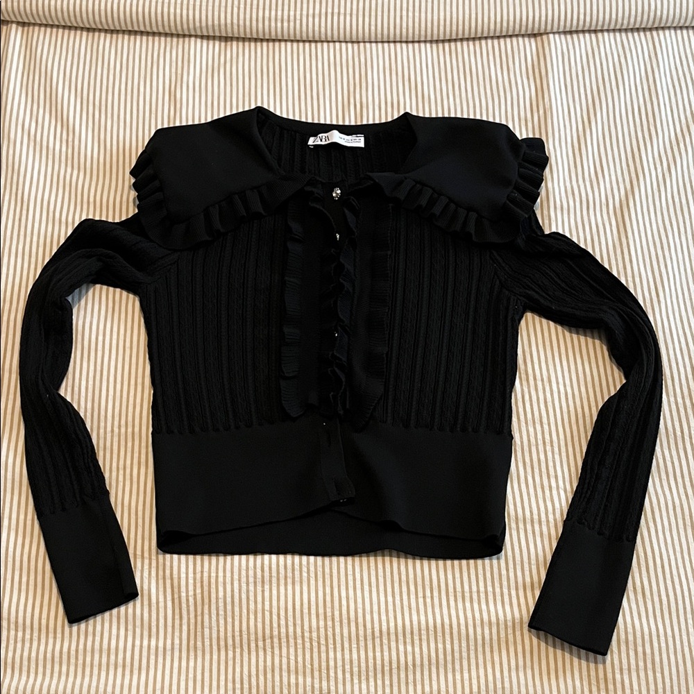Zara Black Ruffled Blouse